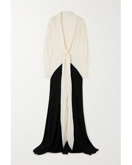 Victoria Beckham Two-tone Draped Silk Gown