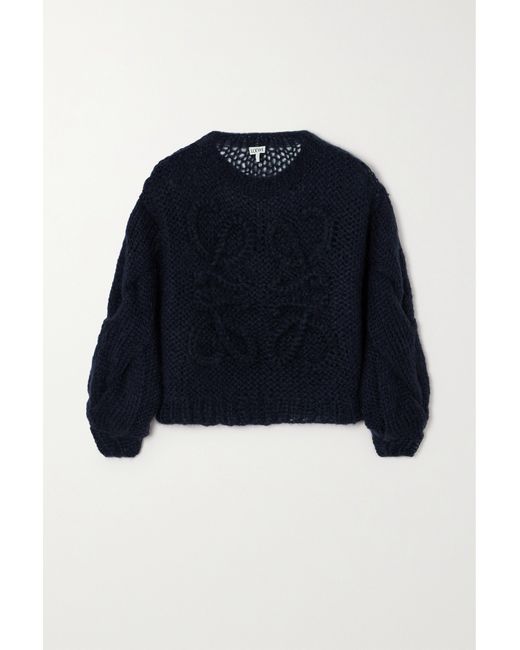 Loewe Anagram Oversized Mohair-blend Sweater Navy