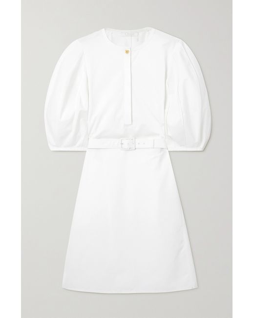 Chloé Net Sustain Belted Organic Cotton-poplin Mini Dress