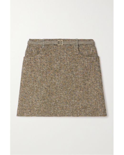 Chloé Belted Wool-blend Tweed Mini Skirt
