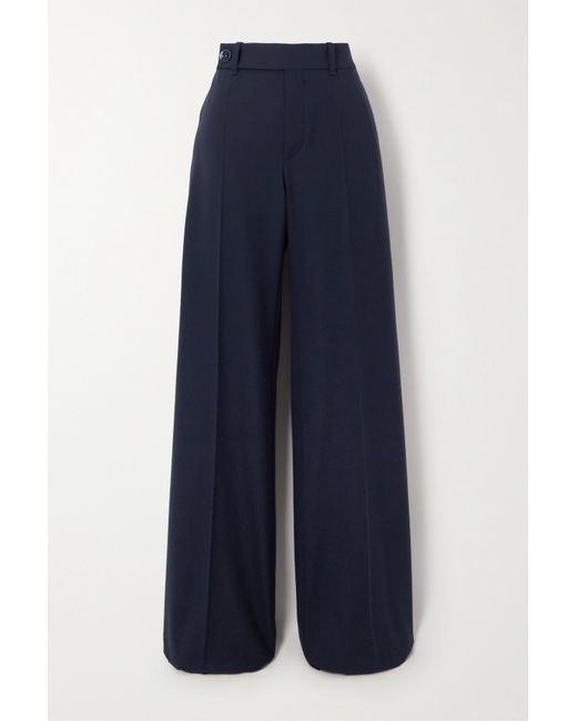 Chloé High-rise Wool-blend Wide-leg Pants Navy