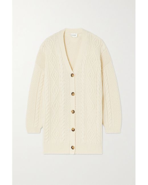 Frame Oversized Cable-knit Merino Wool Cardigan