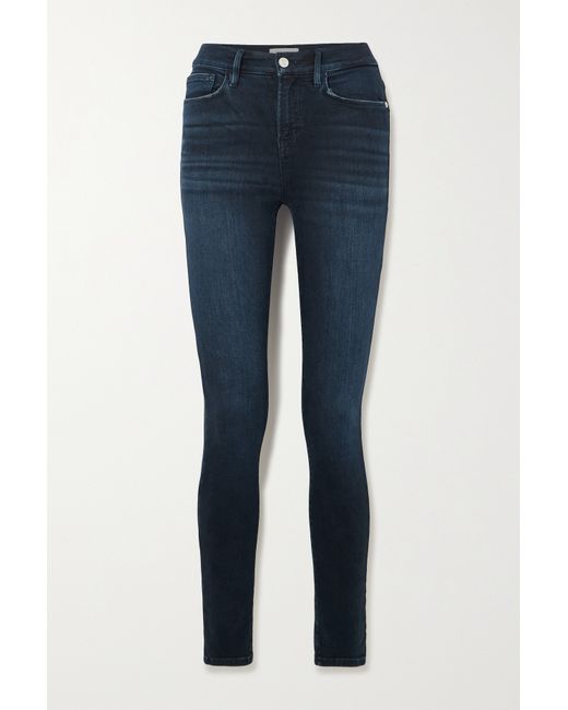 Frame Le High Distressed High-rise Skinny Jeans Indigo
