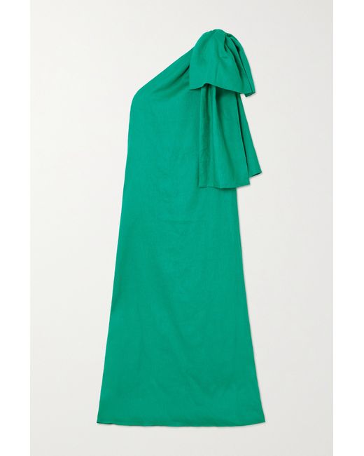 Bernadette Winnie One-shoulder Bow-detailed Linen Gown