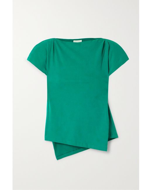 Isabel Marant Sebani Asymmetric Cotton-jersey T-shirt Emerald