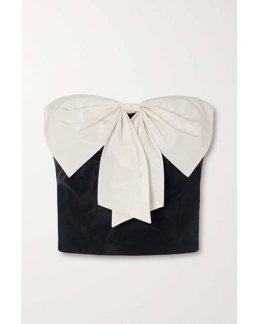 Staud Atticus Strapless Bow-embellished Two-tone Satin Top