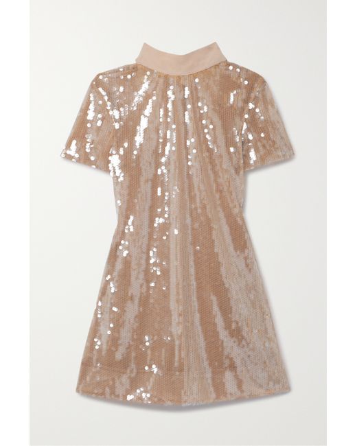 Staud Ilana Cotton-blend Faill-trimmed Sequined Tulle Mini Dress
