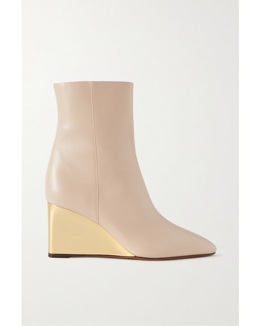Chloé Net Sustain Rebecca Leather Wedge Ankle Boots