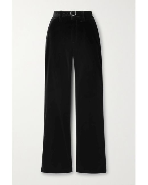 Proenza Schouler Marie Belted Satin-trimmed Cotton-blend Velvet Straight-leg Pants