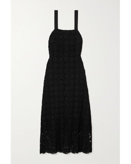 Miguelina Blake Grosgrained-trimmed Cotton Guipure Lace Midi Dress