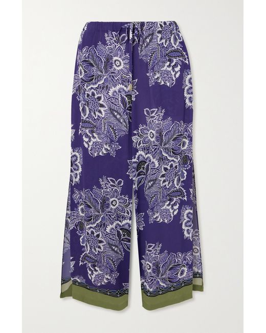 Etro Floral-print Satin Wide-leg Pants