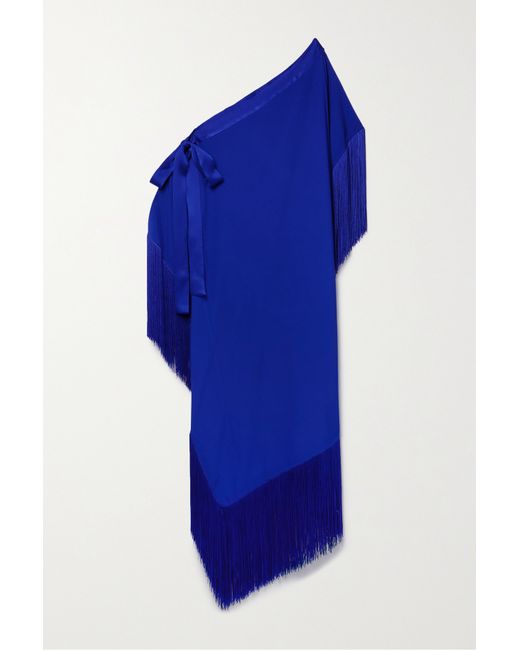 Taller Marmo Aarons One-shoulder Fringed Crepe Maxi Dress Royal