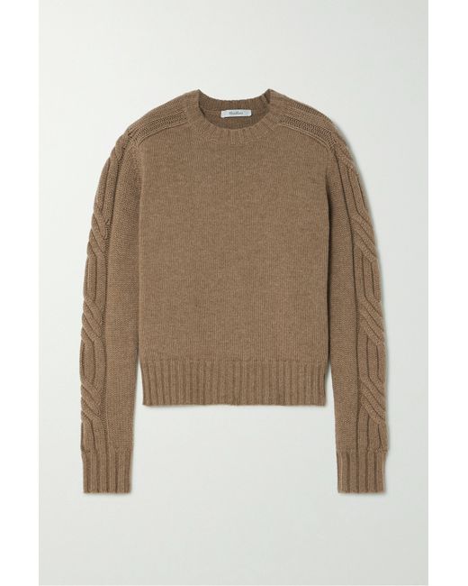 Max Mara Berlina Cable-knit Cashmere Sweater Sand