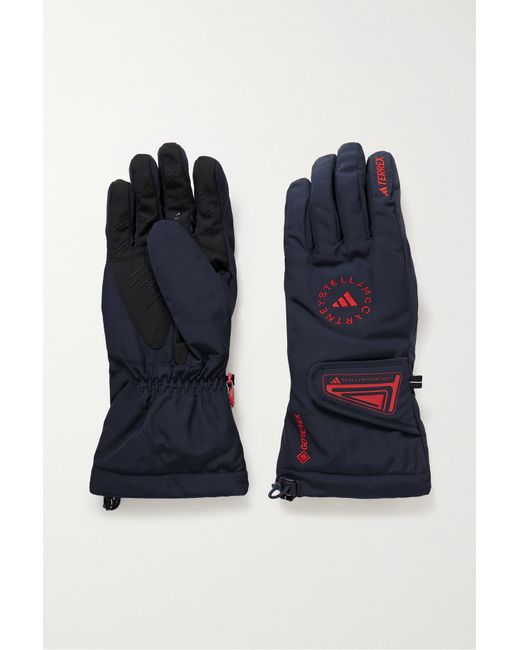 Adidas by Stella McCartney Terrex Embroidered Printed Recycled Gore-tex Gloves Navy