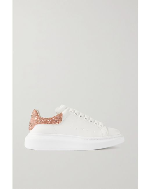 Alexander McQueen Crystal-embellished Leather Exaggerated-sole Sneakers