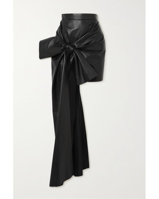 Alexander McQueen Bow-detailed Asymmetric Leather Skirt