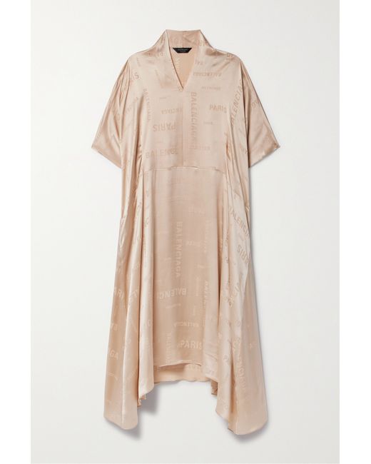 Balenciaga Oversized Asymmetric Silk-jacquard Midi Dress