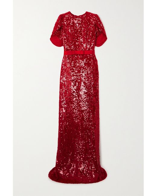 Erdem Belted Sequined Chiffon Gown