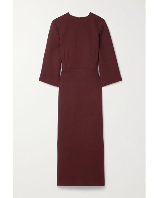 The Row Jery Wool And Silk-blend Crepe Maxi Dress Claret