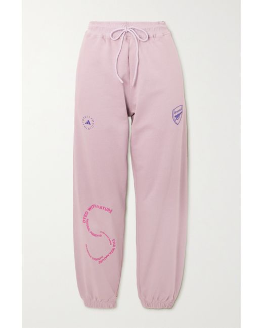 Adidas by Stella McCartney Arsenal Fc Printed Cotton-blend Jersey Tapered Track Pants Violet