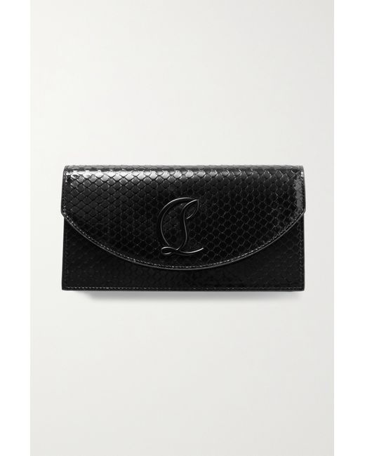 Christian Louboutin Loubi54 Embellished Snake-effect Patent-leather Clutch