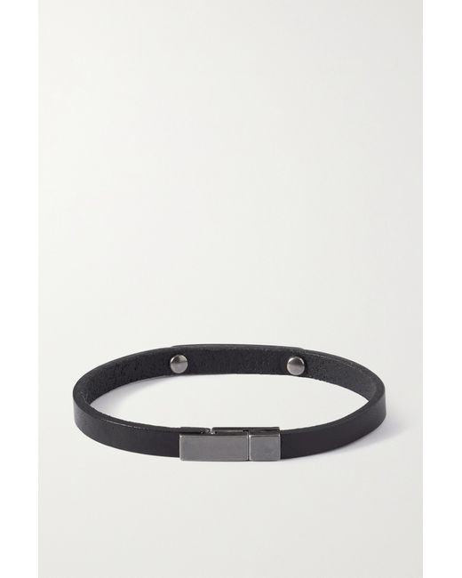Saint Laurent Leather And Silver-tone Bracelet