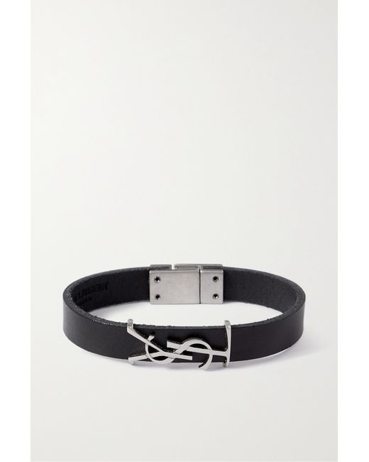 Saint Laurent Opyum Leather And Silver-tone Bracelet