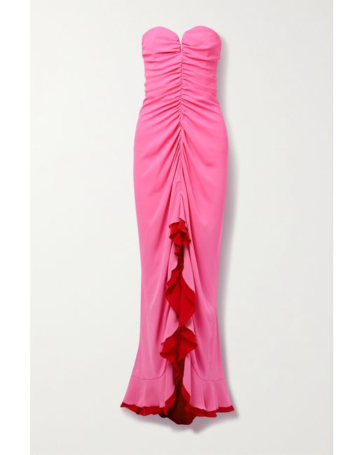 Nervi Neva Strapless Two-tone Ruched Crepe Gown Bright