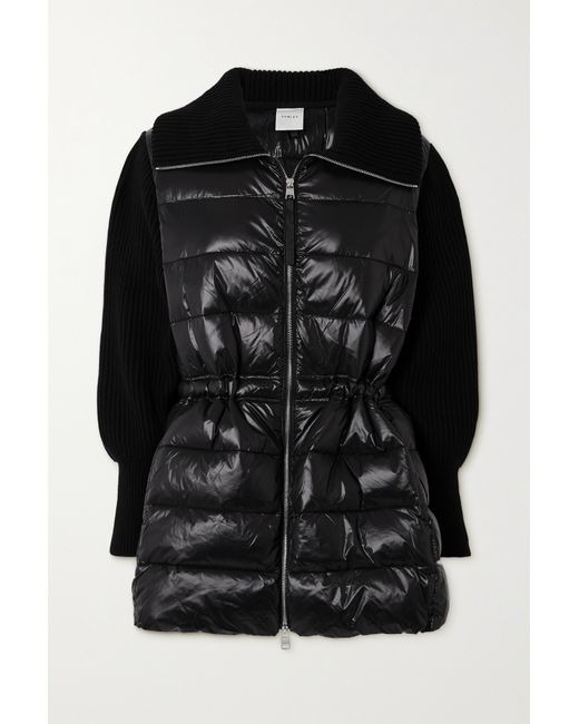 Varley Arlen Ribbed-knit And Quilted Glossed-shell Jacket
