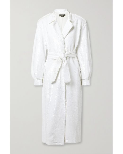 Patbo Belted Sequined Crepe Trench Coat