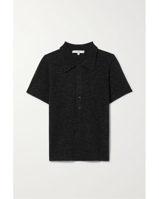 Tibi Wool-blend Polo Shirt Charcoal
