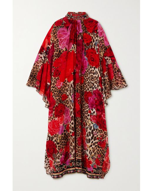 Camilla Crystal-embellished print Silk-chiffon Midi Dress Leopard