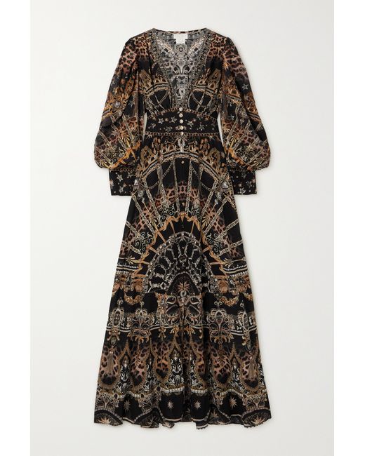 Camilla Crystal-embellished Printed Fil Coupé Silk-charmeuse Maxi Dress