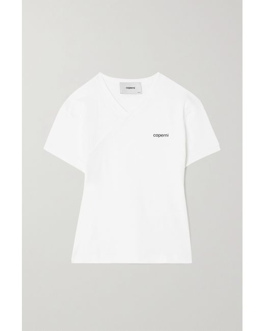 Coperni Asymmetric Logo-print Cotton-jersey T-shirt