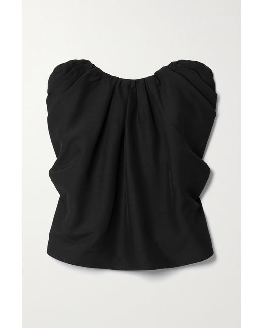 Co Strapless Gathered Crepe Top