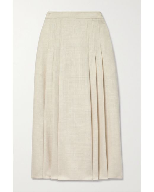 Gabriela Hearst Lerna Pleated Wool And Silk-blend Midi Skirt