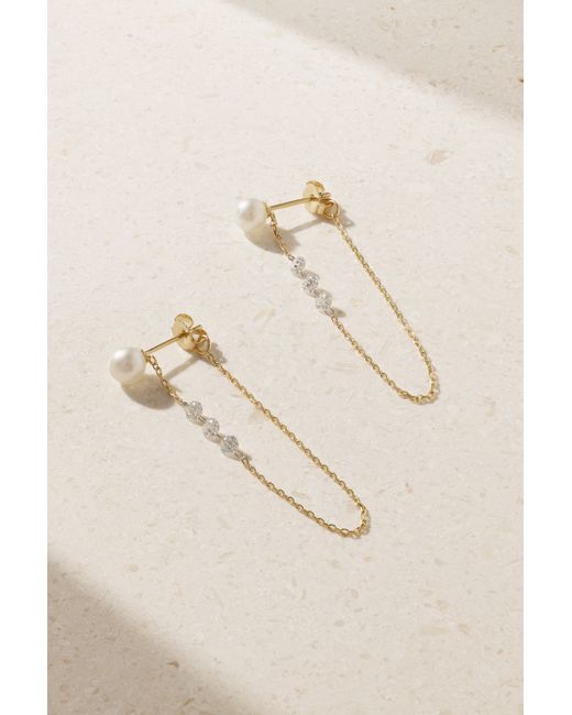 Mizuki 14-karat Pearl And Diamond Earrings