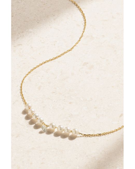 Mizuki 14-karat Pearl And Diamond Necklace