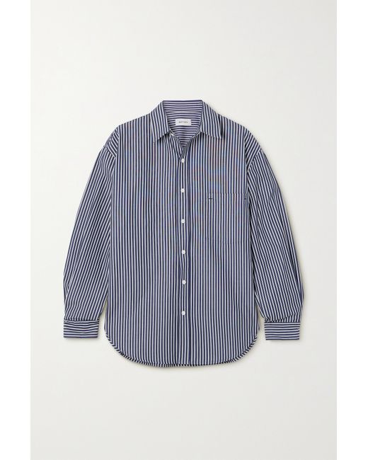 Matteau Net Sustain Striped Organic Cotton-poplin Shirt Navy