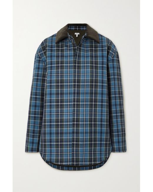 Loewe Cotton Corduroy-trimmed Checked Wool-blend Padded Jacket