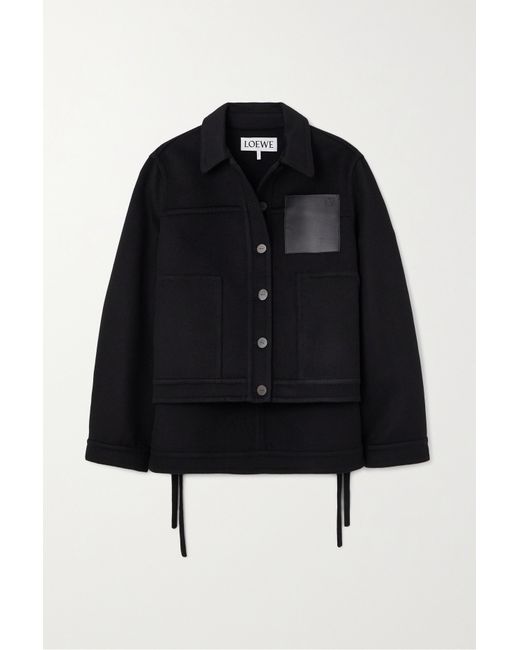 Loewe Anagram Leather-trimmed Wool And Cashmere-blend Jacket