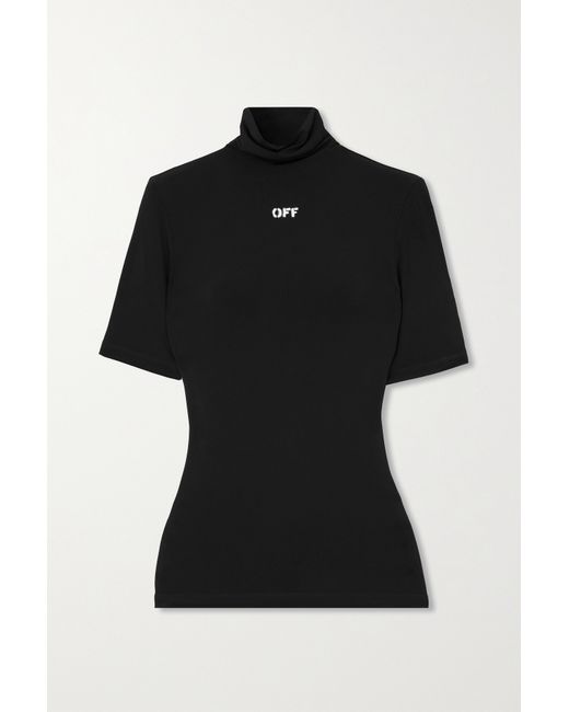 Off-White Printed Stretch-jersey Turtleneck Top