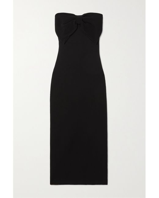 Chloé Strapless Bow-embellished Ribbed Silk-blend Midi Dress