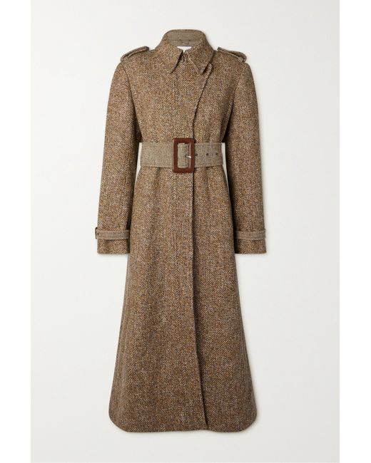 Chloé Belted Wool-blend Tweed Coat