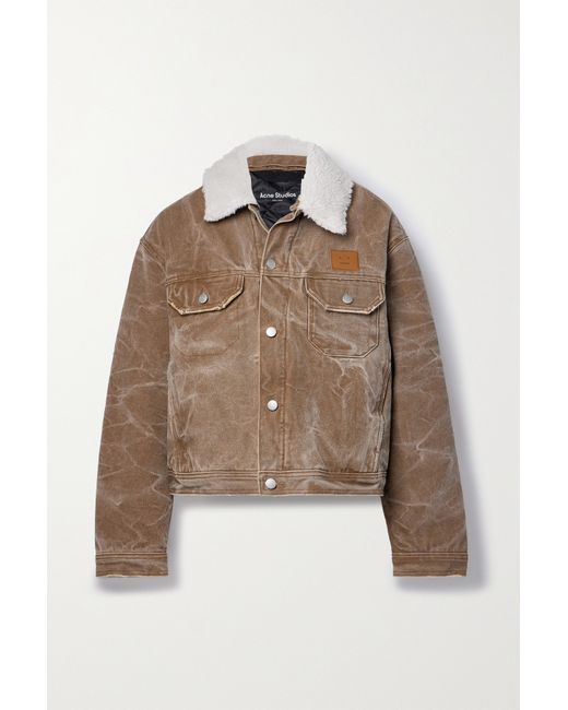 Acne Studios Faux Shearling-trimmed Padded Distressed Denim Jacket