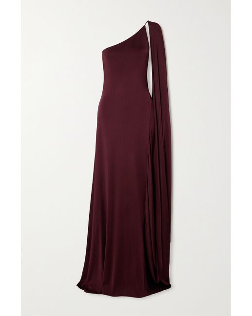 Stella McCartney Cape-effect One-shoulder Satin Gown