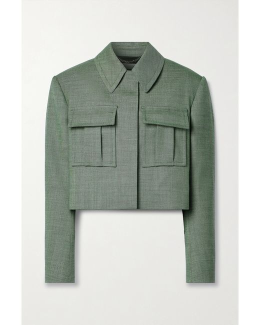 Stella McCartney Net Sustain Cropped Wool-blend Twill Jacket Gray