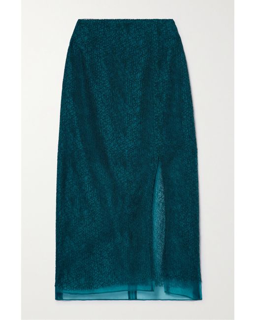 Jason Wu Collection Layered Corded Lace And Silk-organza Midi Skirt