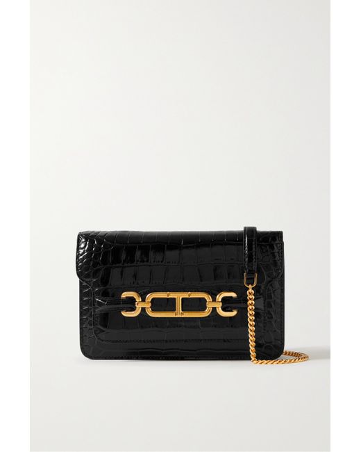 Tom Ford Whitney Small Glossed Croc-effect Leather Shoulder Bag