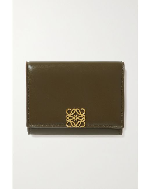 Loewe Embellished Glossed-leather Wallet Army